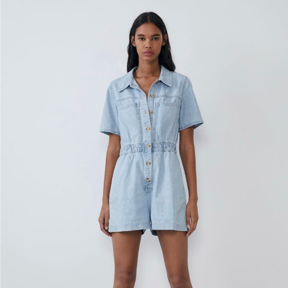 ZARA LIGHT DENIM ROMPER
